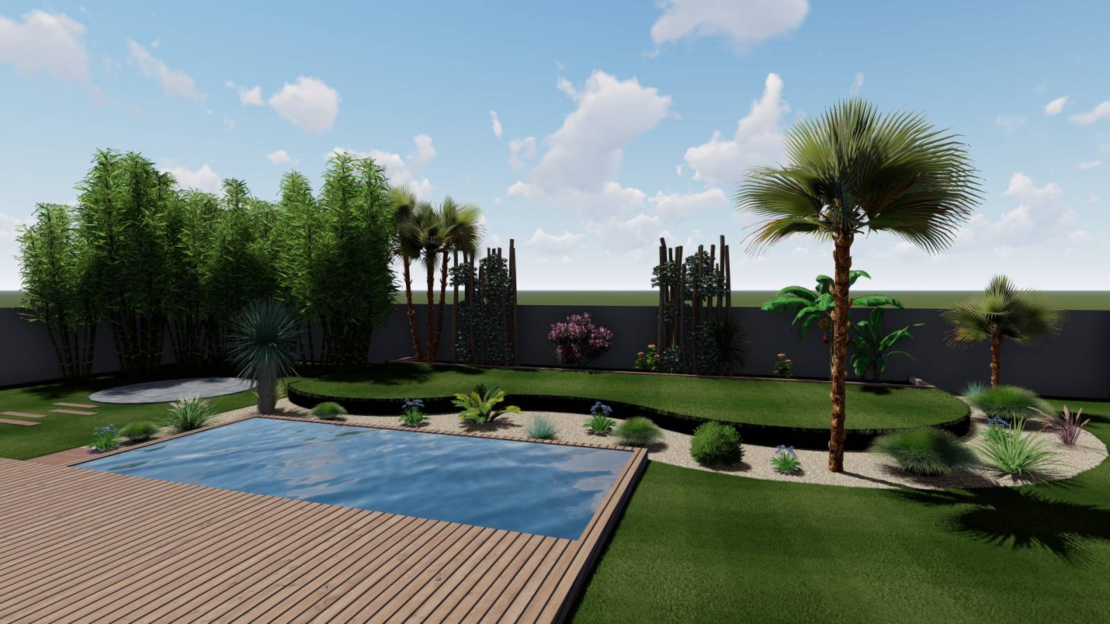 Plan 3D d'un jardin sur Bordeaux